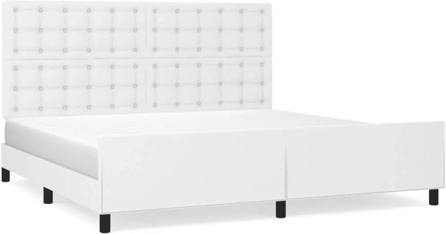 vidaXL Bettgestell mit Kopfteil in Weiß aus Kunstleder, B/T: 200 x 200 cm - Bild 1