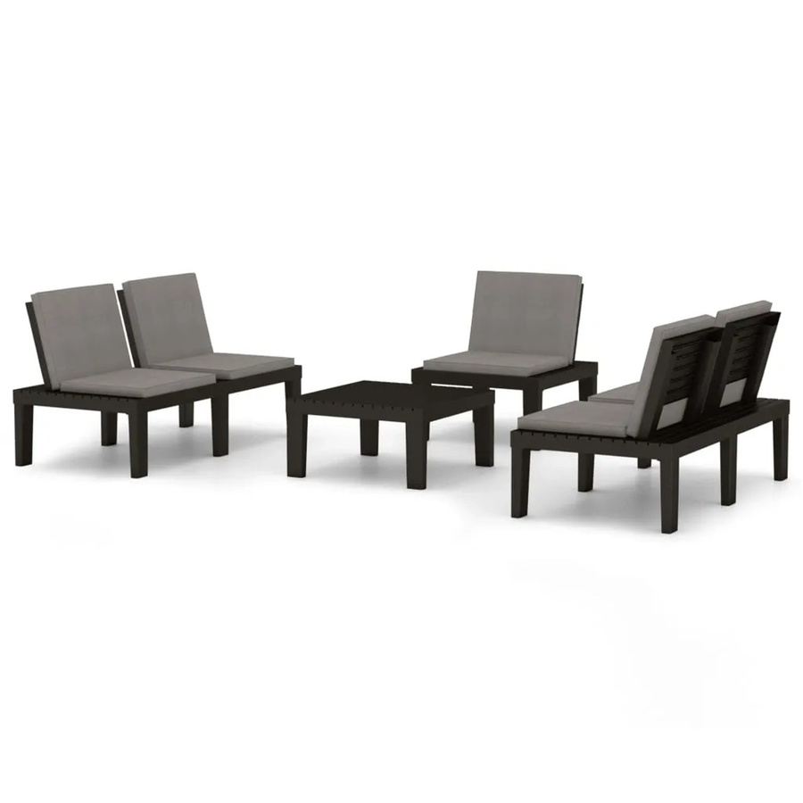 vidaXL 4-tlg Garten-Lounge-Set mit Kissen in Grau und Anthrazit aus Kunststoff und Polyester - Bild 2