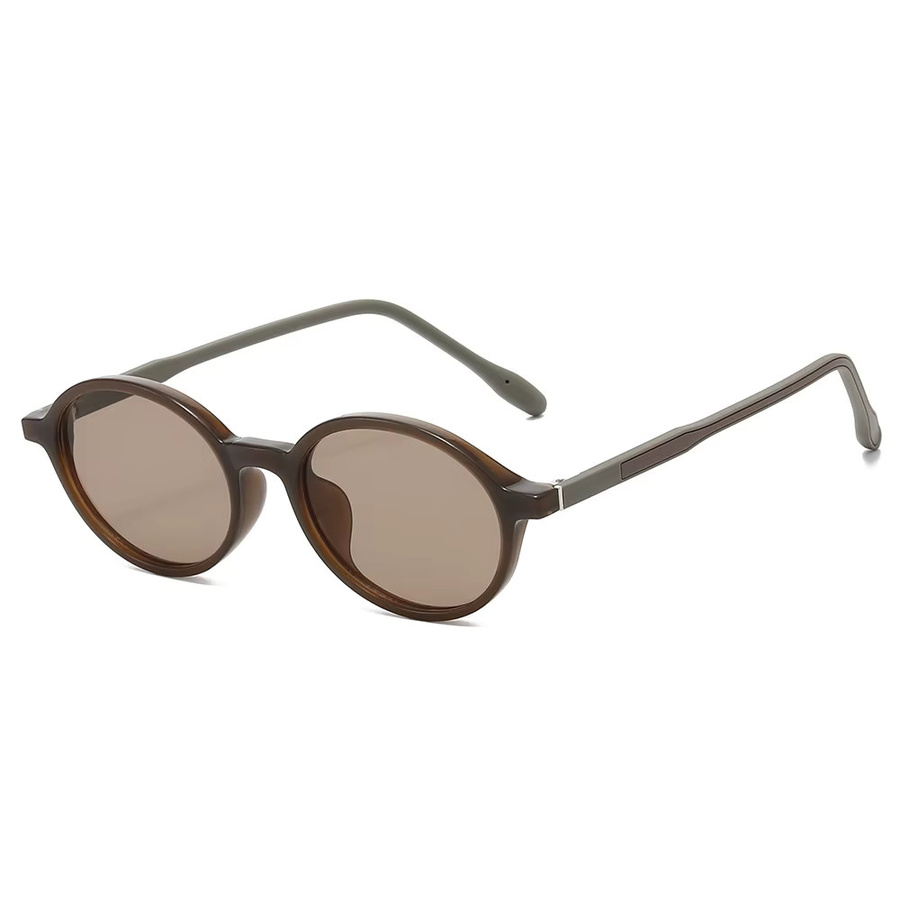 Runde Sonnenbrille, Tr90, Vollrand, Unisex, Brown - Bild 1