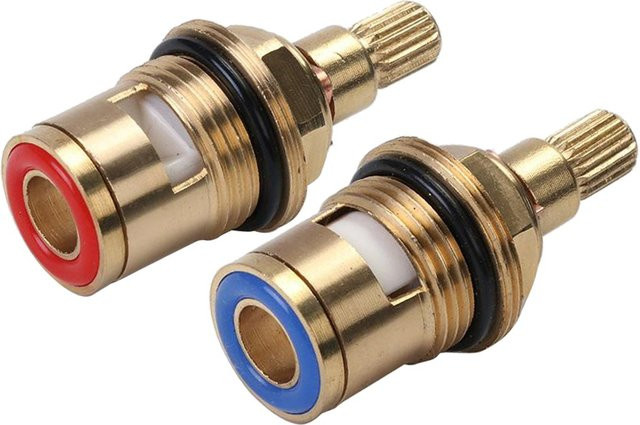 Ersatzarmatur Hahn-Patrone in Gold mit gebürstetem Messing-Finish für die Reparatur von Wasserhähnen und Armaturen - Bild 1