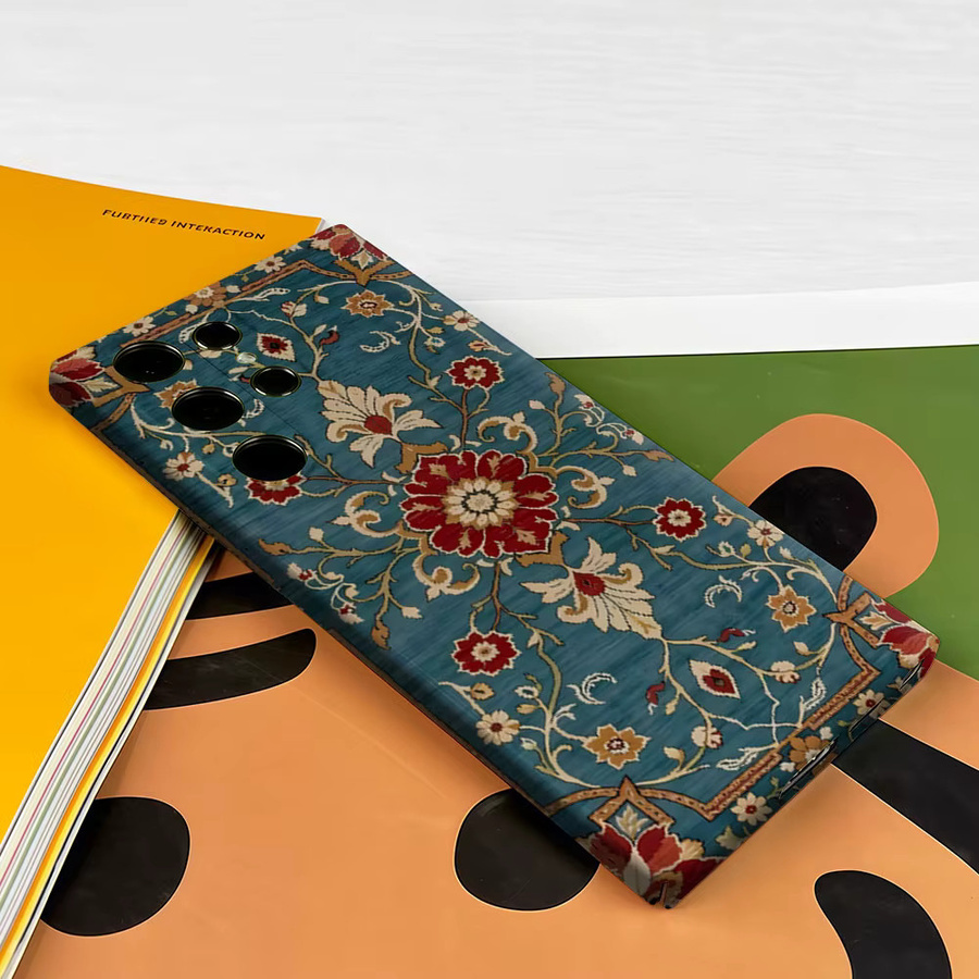 Aurbe Handyhülle für Samsung Galaxy S26 S25 S24 S23 Ultra Plus HD Hart Vintage Floral Elegance Teppich Doppelschicht-Filmhülle in Multicolour - Bild 3