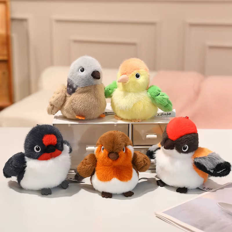 Kawaii Vogel Plüsch-Anhänger Schlüsselanhänger, Papagei mit Vogelnest, 14cm - Bild 4