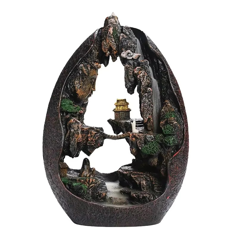 MINIDEAL Zen Buddha Rückfluss-Räuchergefäß aus Harz in Braun für deine Wohnkultur - Bild 2