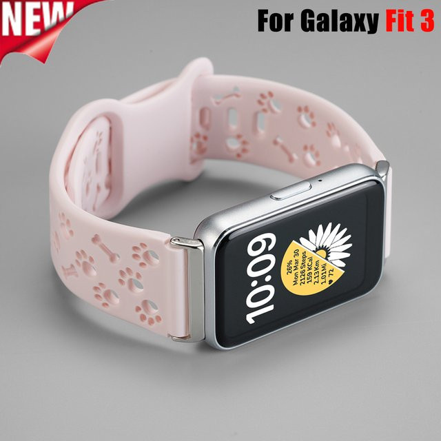 CAOWTAN Uhrenarmband Silikon, Hundepfoten, Weiß, Damen, Samsung Galaxy Fit 3 - Bild 1