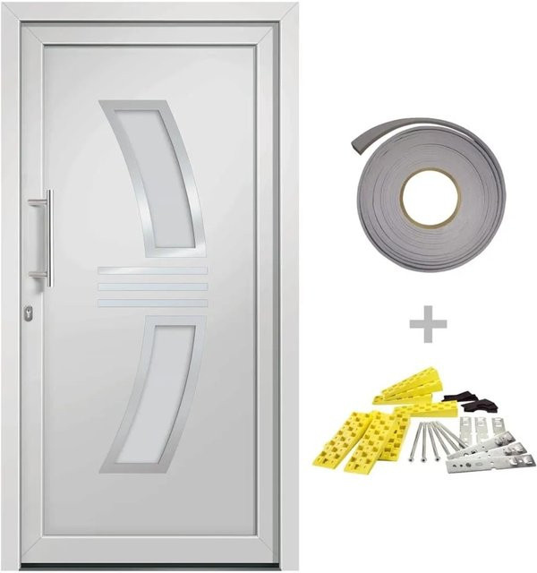 vidaXL Haustür in Weiß, modern, linksanschlagend, Material: Aluminium und Kunststoff, B/H: 108 x 200 cm - Bild 1