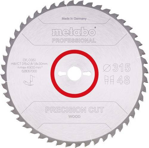 Metabo Kreissägeblatt Precision Cut Wood Professional für Holz, Durchmesser: 315 mm, Farbe: Silber - Bild 1