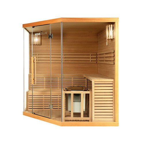 Home Deluxe Traditionelle Sauna SKYLINE BIG XL aus Fichtenholz in Beige mit 8 kW Saunaofen für 6 Personen, B/T/H: 200 x 200 x 210 cm - Bild 3