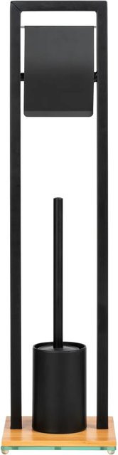 WENKO Stand-WC-Garnitur Bambusa aus Stahl und Bambus in Schwarz und Natur - Bild 4