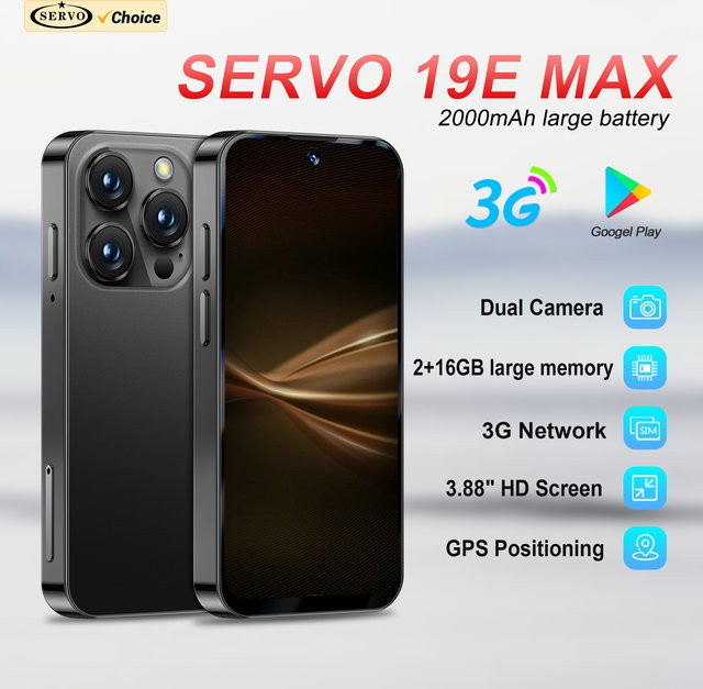 SERVO 19E MAX Mini Smartphone in Blau mit Android OS, 3,88 Zoll Display, 2GB RAM und 16GB Speicher, 3G WCDMA, Gesichtserkennung und WLAN-Hotspot - Bild 1