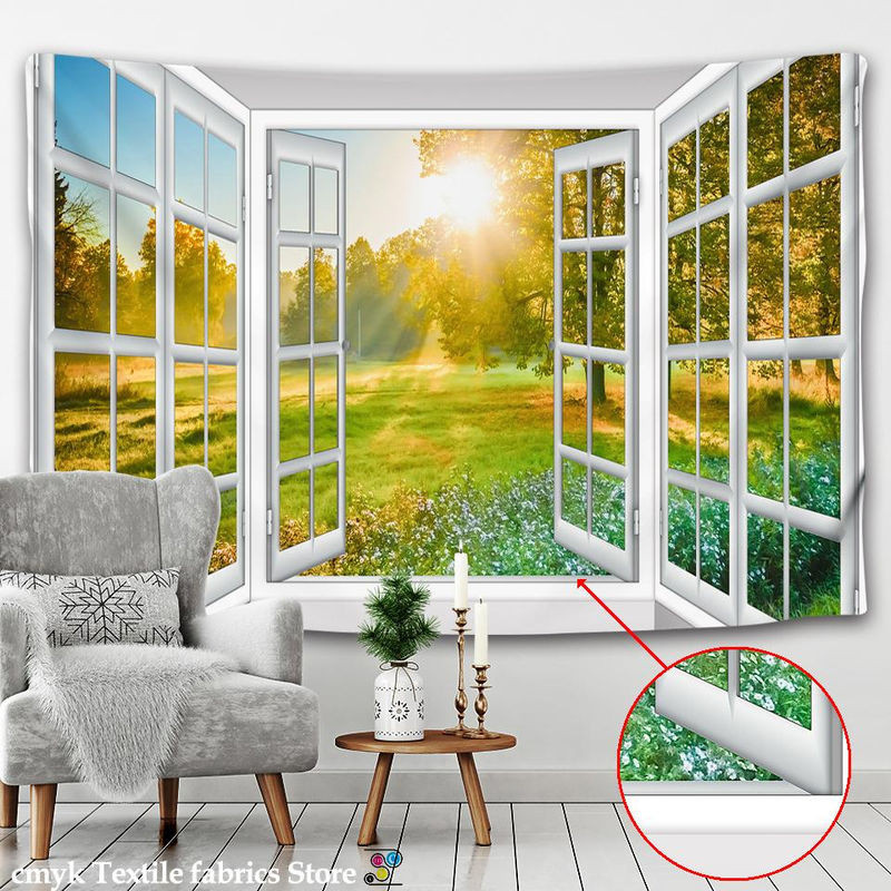Super Six Wandteppich 3D Landschaft im skandinavischen Stil, mehrfarbig, B: 200 cm, H: 150 cm - Bild 1