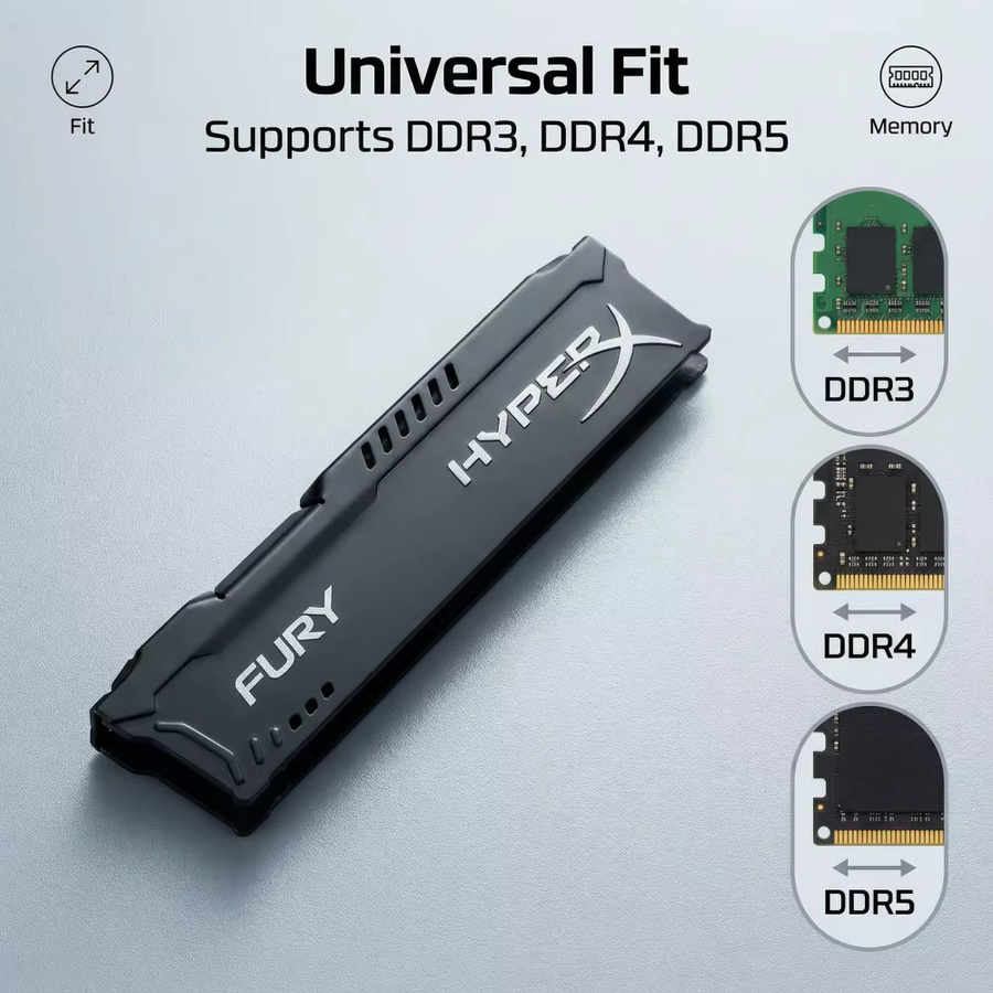 TISHRIC Desktop-Speicher-Kühlkörper für DDR2 DDR3 DDR4 DDR5 RAM aus Aluminiumlegierung mit Wärmeleitpad in Schwarz oder Weiß - Bild 4