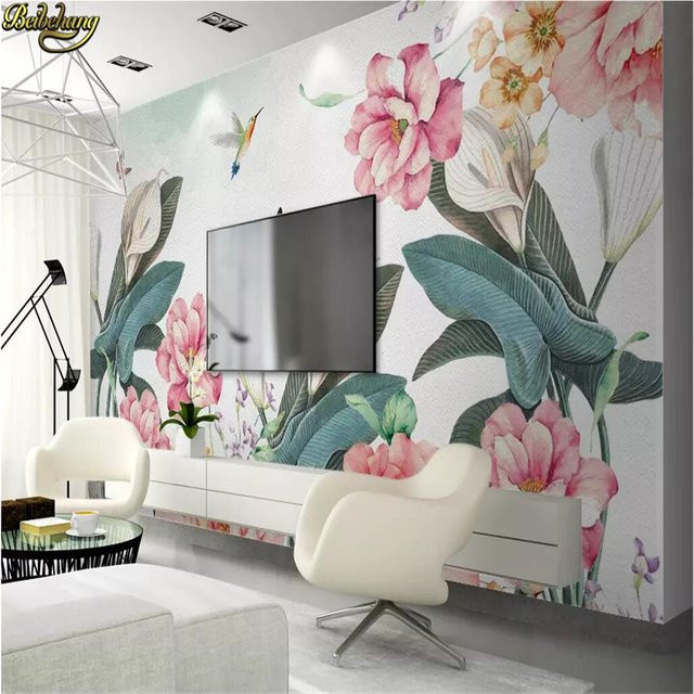 Moderne 3D-Fotowandtapete mit floralem Pflanzenmotiv in Multicolour für dein Schlafzimmer - Bild 1