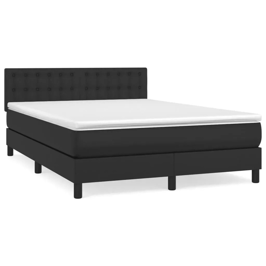vidaXL Boxspringbett mit Matratze in Schwarz aus Kunstleder, B/T/H: 140 x 200 x 78 cm - Bild 2