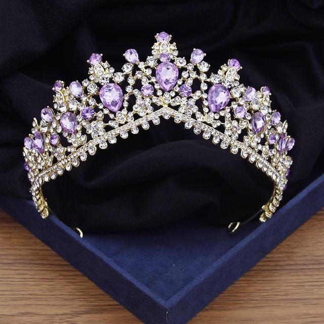 Wucifang Jewelry Haarschmuck Krone, Lila Strass Kristall, Damen - Bild 1