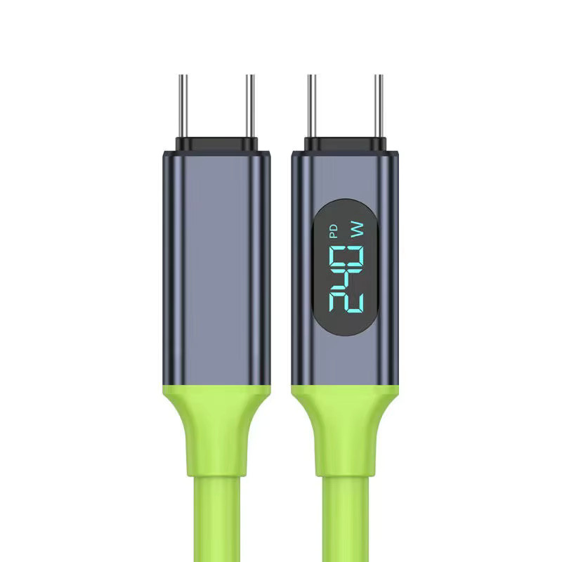 Samsung USB C auf USB C Schnellladekabel mit Digitalanzeige für 240 W Leistung und 480 Mbit/s Datenübertragung, Farbe: Grün, Kabellänge: 1,5 m - Bild 4