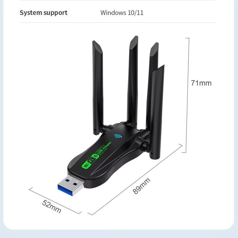 2-in-1 WiFi 6 AX900 USB 3.0 Adapter mit Bluetooth 5.4, Dual-Band 2.4G & 5G WLAN Empfänger und drahtlose Netzwerkkarte in Schwarz für Windows 10/11 - Bild 2