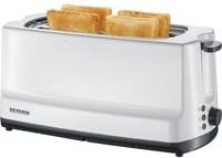 Severin Automatik-Langschlitztoaster AT 2234 mit Brötchenaufsatz in Weiß und Grau, B: 39 cm, H: 18,5 cm, T: 18 cm