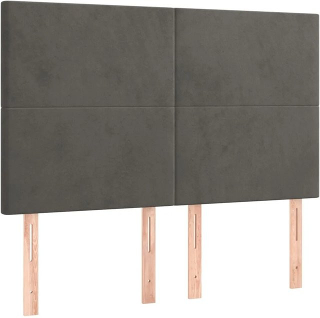 vidaXL LED Kopfteil aus Samt in Dunkelgrau mit USB-Ladeport, B: 144 cm, T: 5 cm, H: 118 cm bis 128 cm - Bild 1