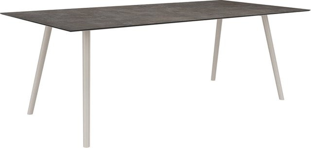 Stern Tisch Interno mit Silverstar 2.0 Stone Platte, Aluminium konisch, Greige/Grau, B: 220 cm, T: 100 cm - Bild 1