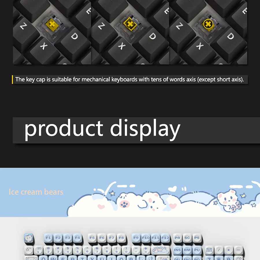 SMAILWOLF PBT Mechanische Tastatur Tastenkappen im süßen Bären-Design für Mädchen - Bild 2