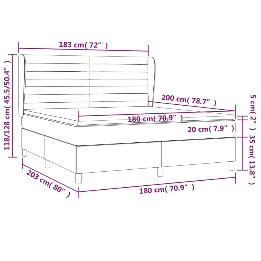 vidaXL Boxspringbett Hybrid mit Matratze und Kopfteil, Farbe: Taupe/Beige/Grau, B/T/H: 180 x 200 cm - Bild 3