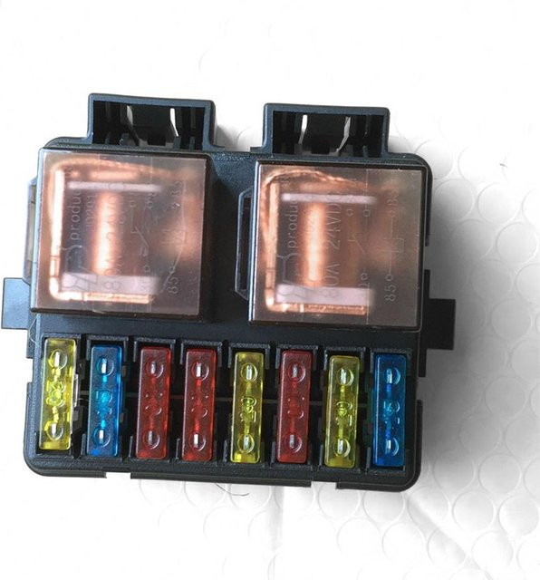 Feiyanautoparts Circuit 12V 2-Wege-Relais-Sicherungskasten-Halter-Set mit 8 Klingen in Schwarz für Auto, Boot und LKW - Bild 1