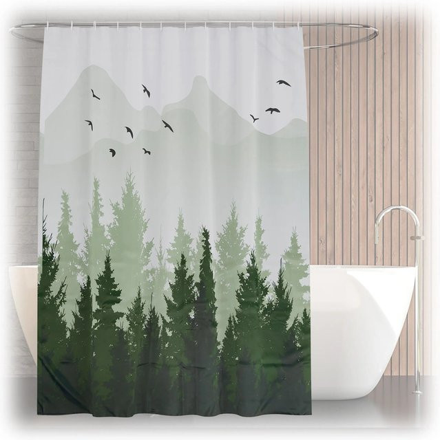 Relaxdays Duschvorhang aus Polyester in Mehrfarbig, wasserabweisend und schimmelresistent, B: 200 cm, H: 180 cm - Bild 1