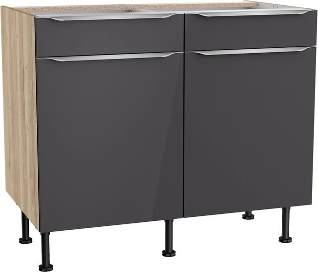Optifit Küchen-Unterschrank Linus984 in Anthrazit-Wildeiche, B/T/H: 100 x 58,4 x 87 cm - Bild 1