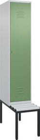 C+P Spind Classic PLUS Garderobenschrank mit Sitzbank, 1 Abteil, Lichtgrau, B/T/H: 212,0 x 40,0 x 81,5 cm - Bild 1
