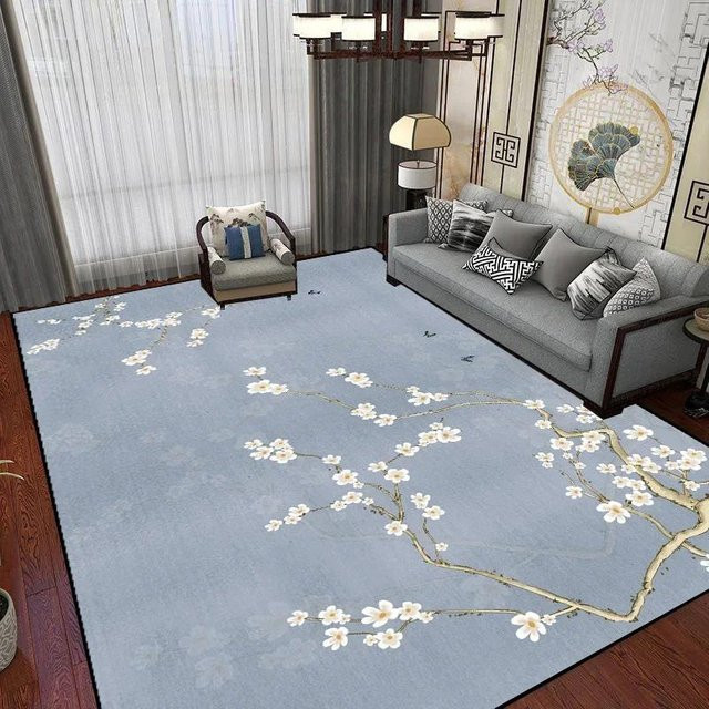 Karpetti Teppich im chinesischen Stil mit floralem Design, blau, waschbar und rutschfest, B/T: 200 x 300 cm - Bild 1