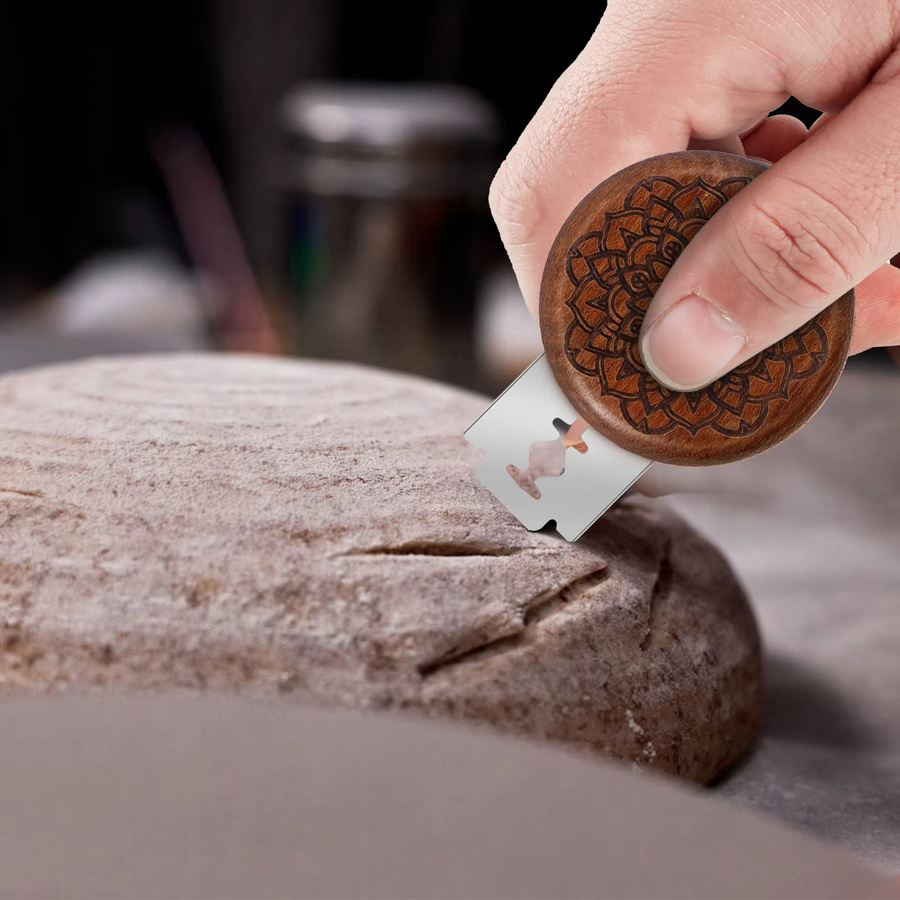Willstar Holz-Brotmesser Set mit 15/10-Klingen und Lederetui in Braun für Teig und Sauerteig - Bild 2