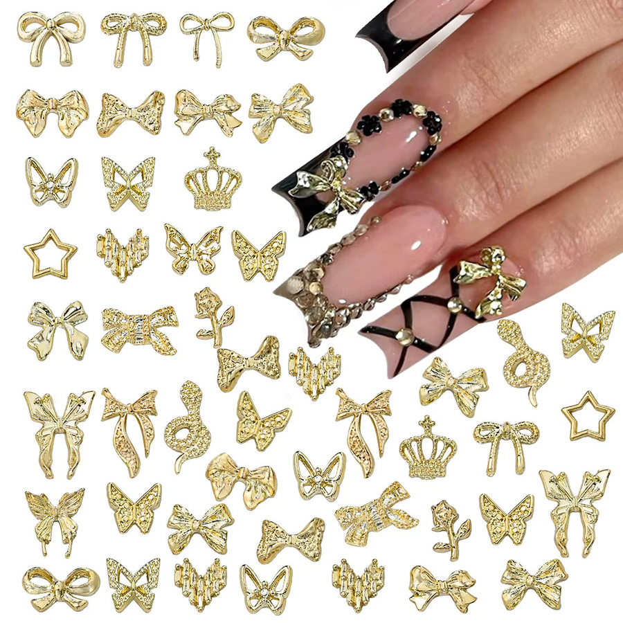 HotPress Nagel Charms, Goldband Schleife Schmetterling, 50 Stück - Bild 2