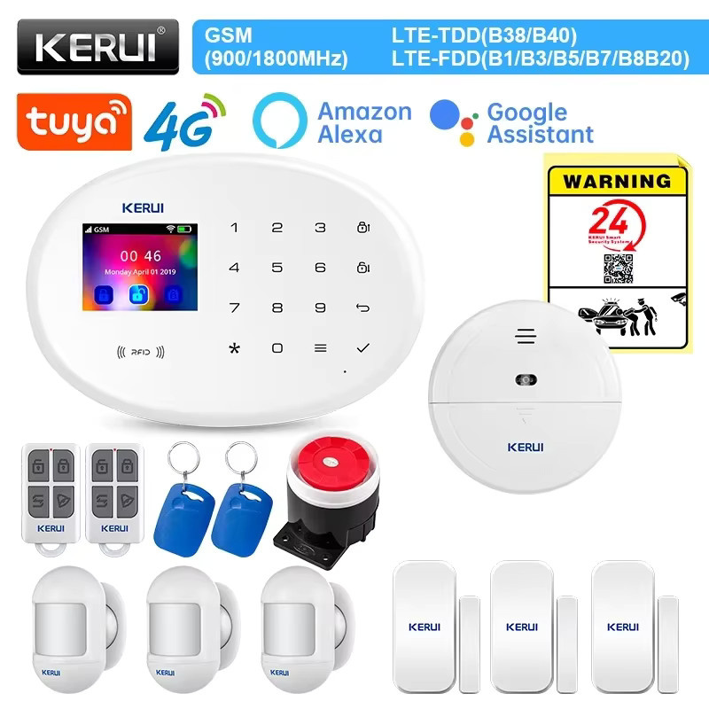 KERUI W204 Tuya Smart Alarm System mit 4G WIFI GSM, Home Security Set in Weiß inklusive Bewegungsmelder und Türsensor, kompatibel mit Alexa - Bild 2