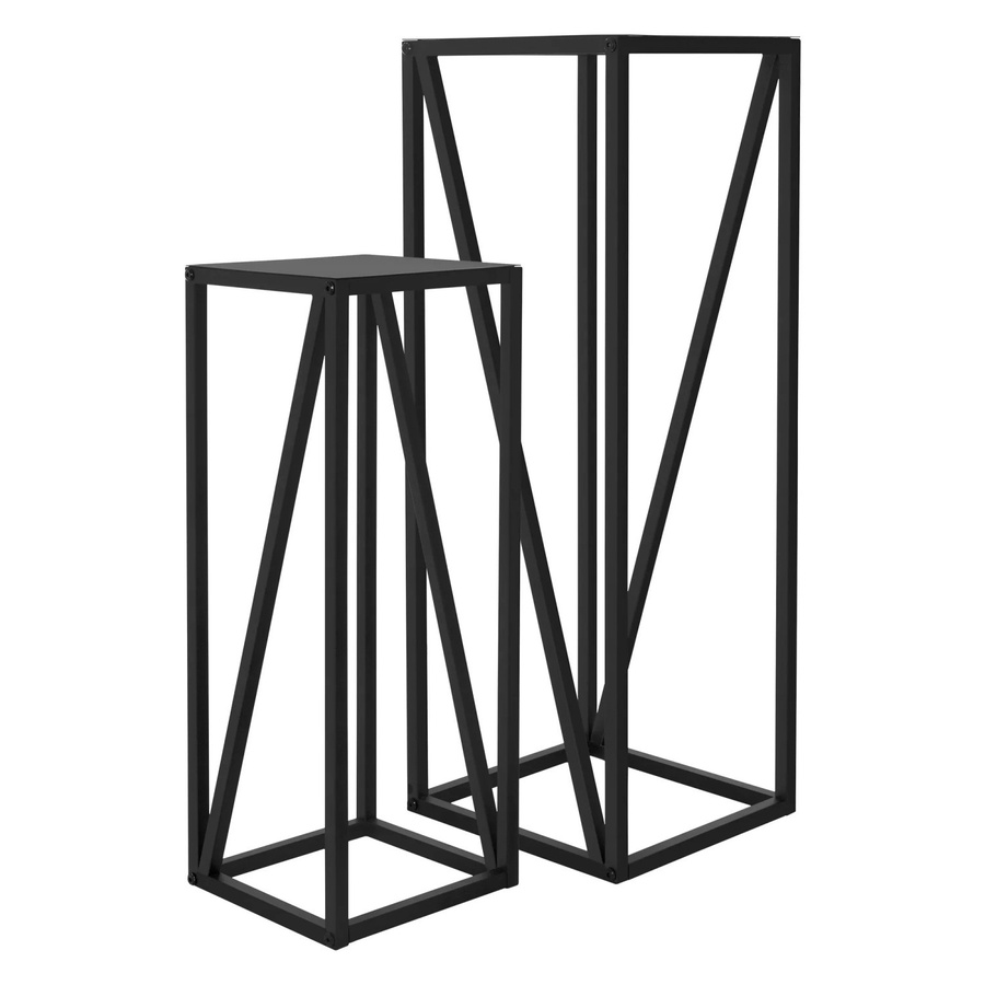ML-Design Blumenständer 2er Set aus Stahl in Schwarz, B/T/H: 21,5 x 21,5 x 57,4 cm und 26 x 26 x 73,5 cm - Bild 2