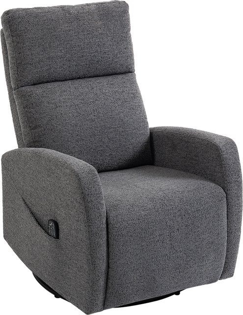 HOMCOM Relaxsessel mit Wärme- und Vibrationsmassage, drehbarer Fernsehsessel mit Liege- und Wippfunktion in Dunkelgrau mit Chenille-Optik - Bild 1