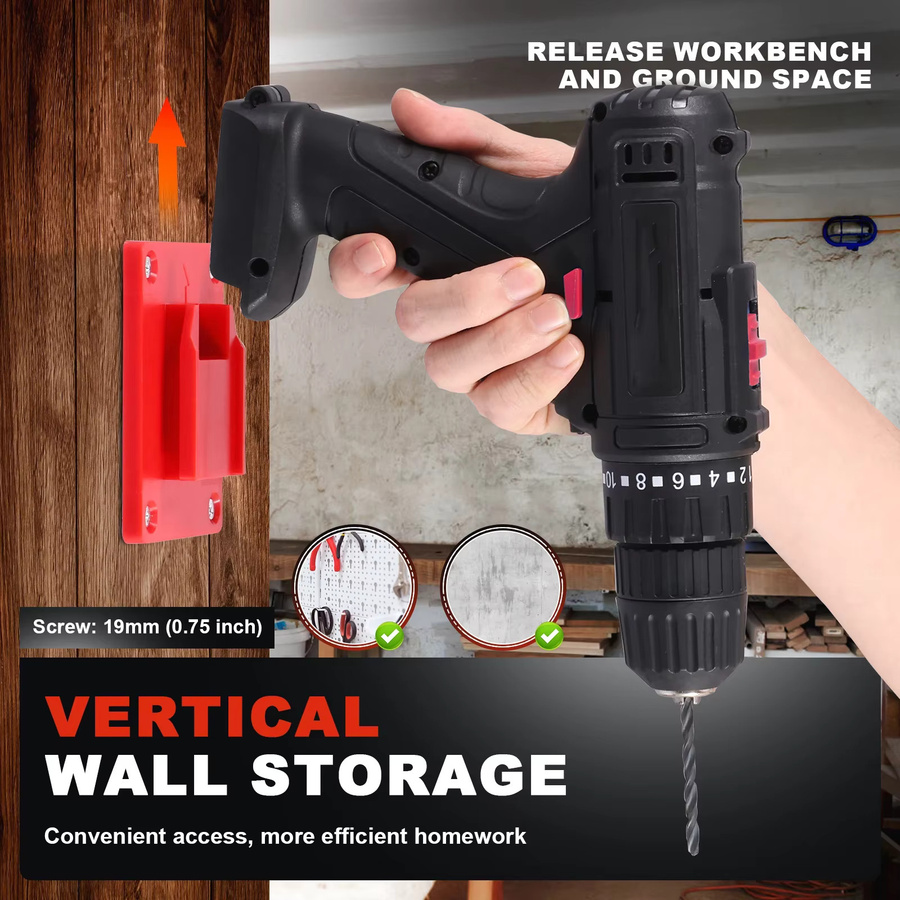 20 Stück Milwaukee M18 18V Wandhalterung für Werkzeug und Akkus in Rot inklusive Schrauben - Bild 5