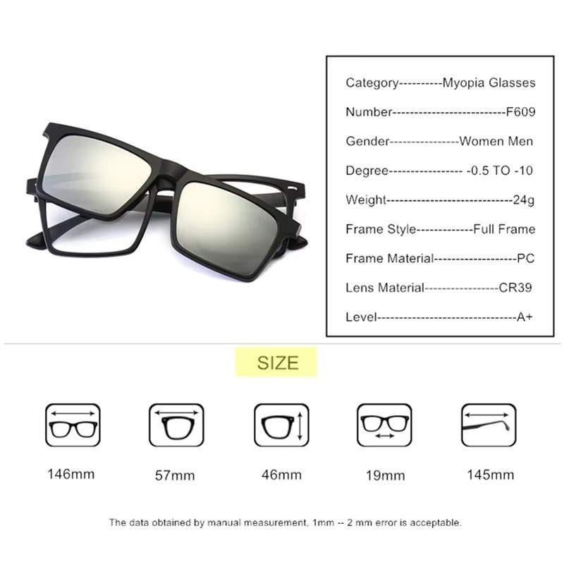 SWOKENCE F609 6 in 1 Brille, Vollrand, Square, Kunststoff, black - Bild 3