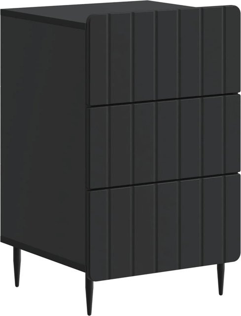vidaXL Nachttisch mit Schubladen in Schwarz, modern, Holzwerkstoff, B: 41 cm, T: 43 cm, H: 68 cm - Bild 1