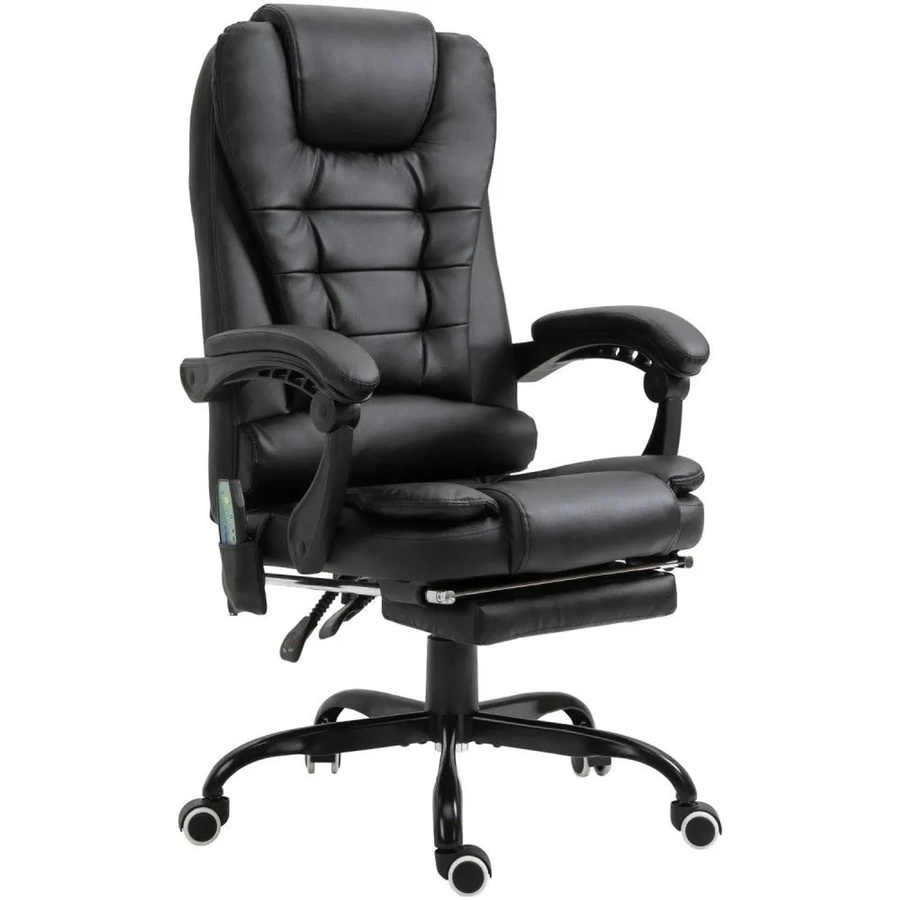 Vinsetto Massagesessel in Schwarz mit integrierter Fußstütze und Armlehnen, B/T/H: 67 x 79 x 111-121 cm - Bild 2