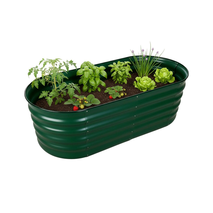 Relaxdays Hochbeet Halbrund aus Metall in Grün, Bodenfrei, B: 150 cm, T: 45 cm, H: 60 cm - Bild 2