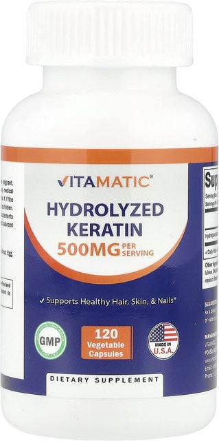 Vitamatic Kapseln, hydrolysiertes Keratin, 120 vegetarische Kapseln, 500 mg - Bild 1