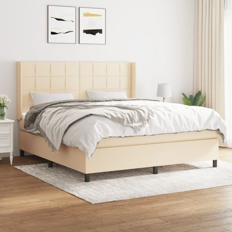 Vidaxl Boxspringbett mit Matratze in Beige aus Stoff, B/T/H: 180 x 200 x 118 cm - Bild 1