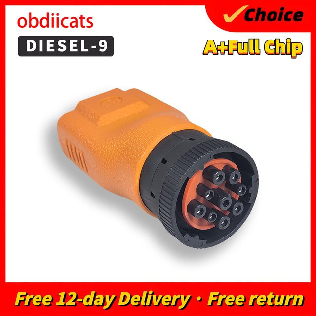DHCCREATE OBD2-Kabeladapter für schwere LKW mit 9-poligem Diesel-Steckverbinder in Orange - Bild 1