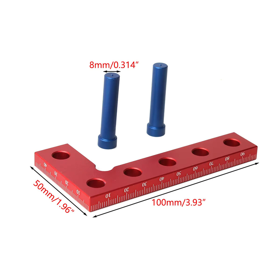 Quadratisches Mini-Lineal aus Aluminium in Rot für 90 Grad Markierungen und Holzbearbeitung mit metrischer und imperialer Skala - Bild 5