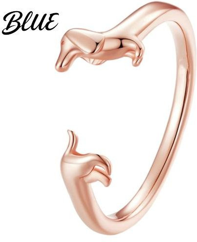 SILVERHOO Öffnungsring Dackel Hund Design, Roségold, Damen - Bild 1