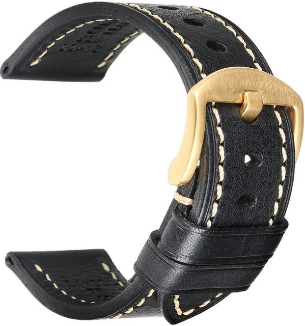 Sweetown Uhrenarmband Leder, Schwarz, Unisex - Bild 1