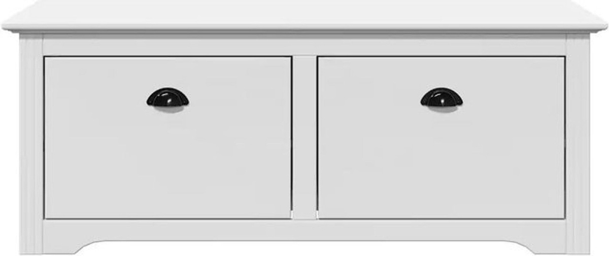 Vidaxl Garderobenbank Bodo in Weiß im Landhausstil aus Kiefer Massivholz und Metall, B/T/H: 114 x 40 x 45 cm - Bild 1
