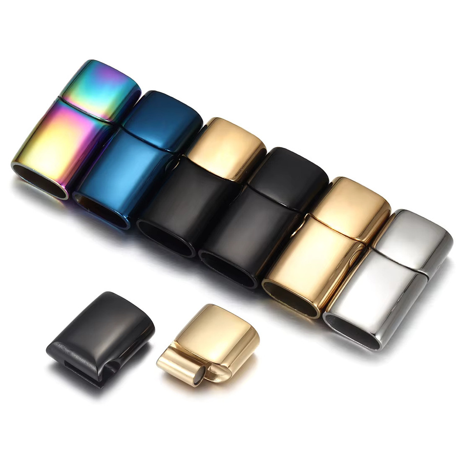 EMBLAASK Magnetverschluss Edelstahl, 12 x 6 mm, Armband, Leder - Bild 1