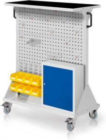 Kappes RasterMobil Gr. 3 Rollbarer Werkstattwagen in RAL 7035 Grau mit 4 Loch- und 2 Schlitzplatten, abschließbar, Höhe: 127 cm - Bild 1