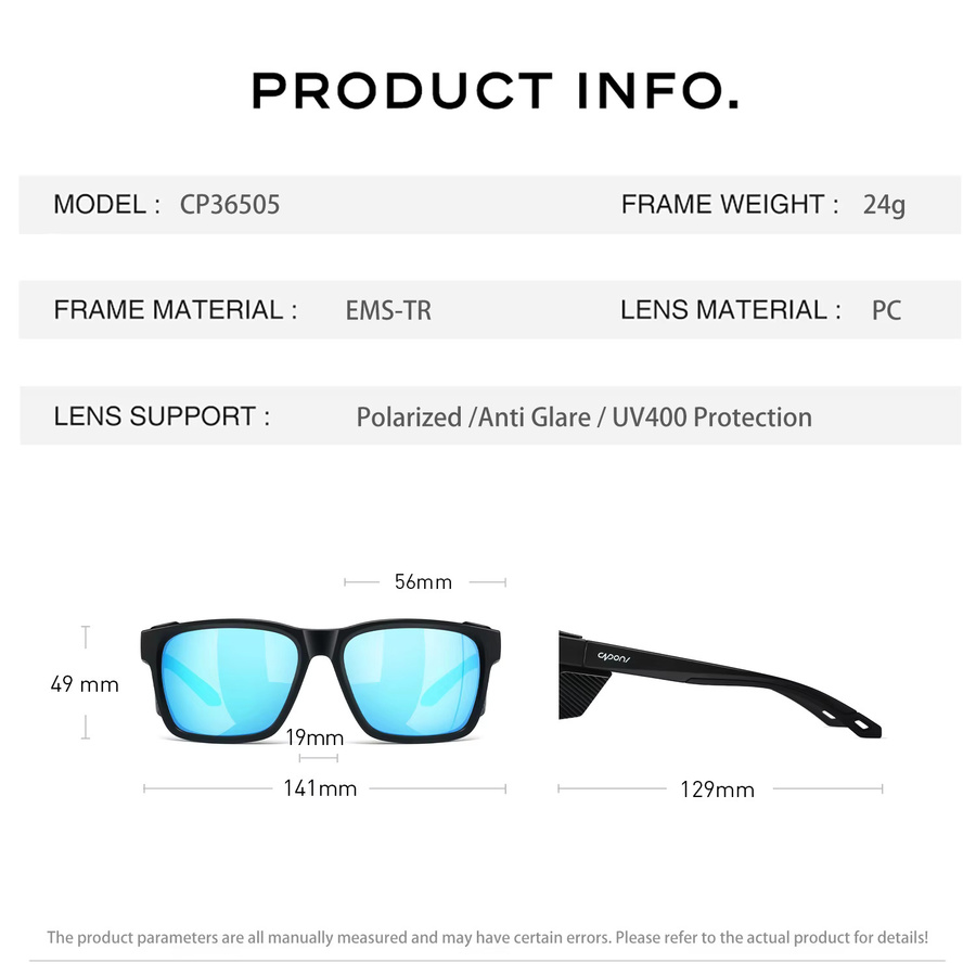 CAPONI CP36505 Sonnenbrille, Herren, Vollrand, quadratisch, schwarz, polarisiert - Bild 5
